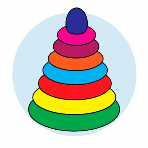 Цветной вариант раскраски простая раскраска пирамидка