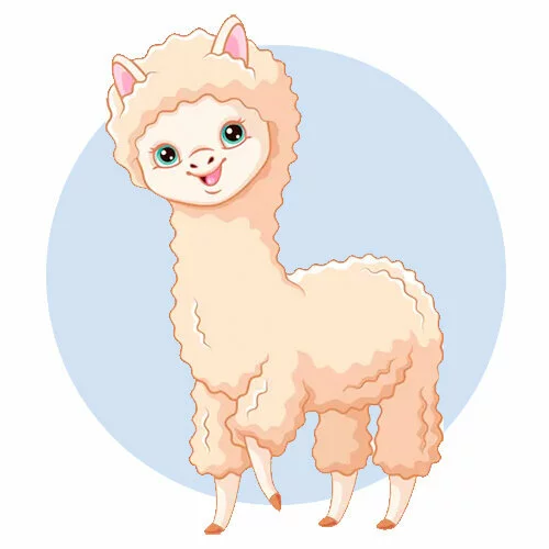 Цветной вариант раскраски простая раскраска альпака