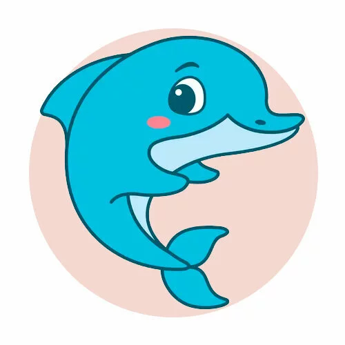 Цветной пример раскраски простая раскраска дельфин