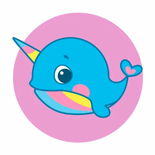 Цветной пример раскраски легкая раскраска кит-единорог