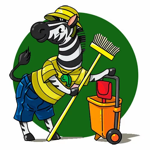 Цветной вариант раскраски зебра уборщик