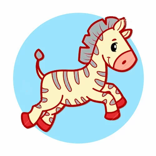 Цветной вариант раскраски красивая зебра