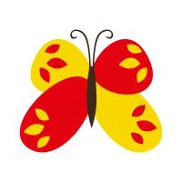 Цветной пример раскраски легкая для раскрашивания бабочка