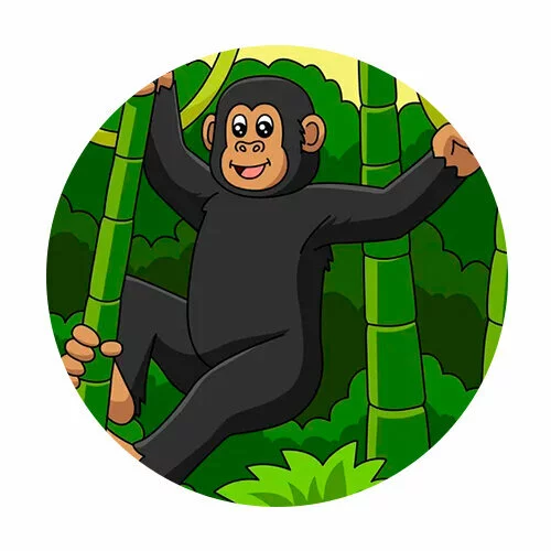 Цветной вариант раскраски обезьяна в лесу