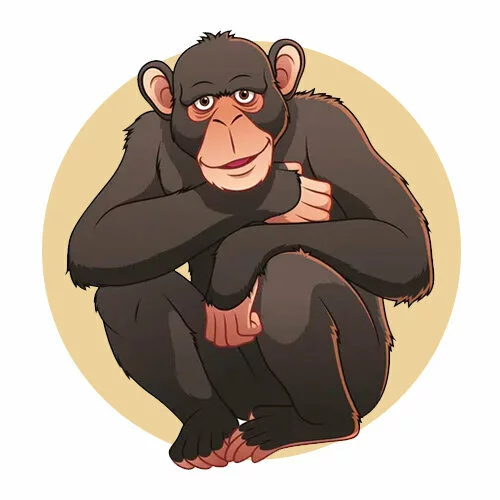 Цветной вариант раскраски взрослая обезьяна