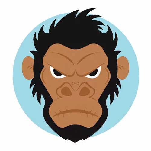 Цветной вариант раскраски морда гориллы