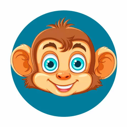 Цветной пример раскраски голова обезьянки