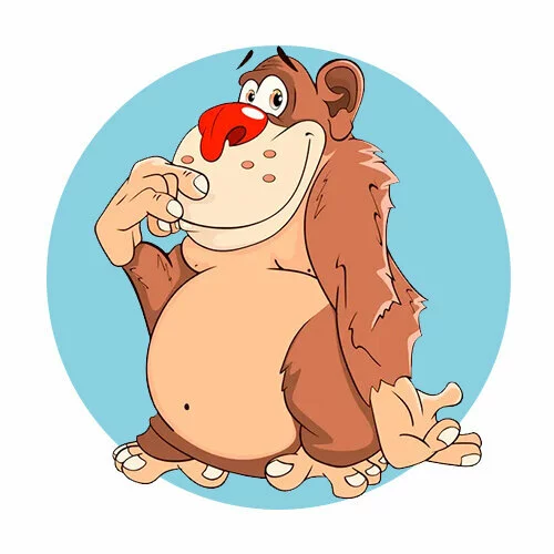 Цветной вариант раскраски смешная обезьяна