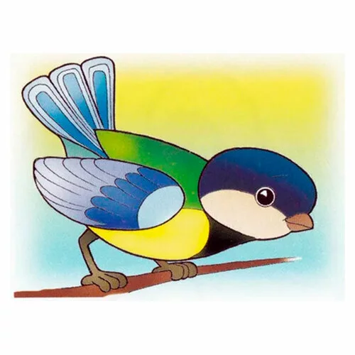 Цветной вариант раскраски простая синичка