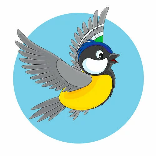 Цветной вариант раскраски большая синичка