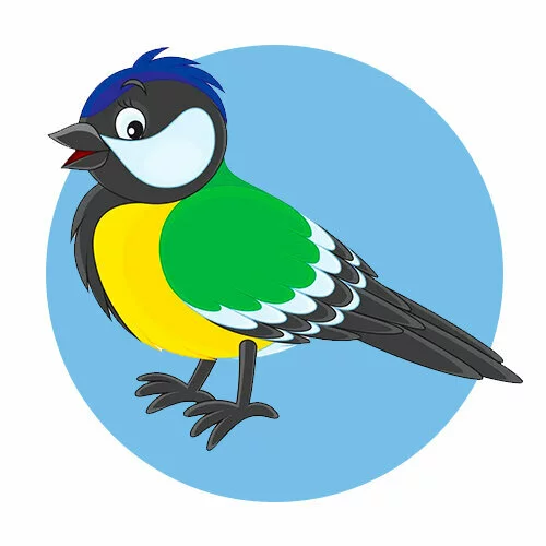 Цветной пример раскраски синичка милая