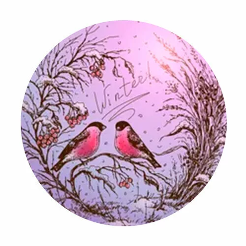 Цветной вариант раскраски два зимних снегиря