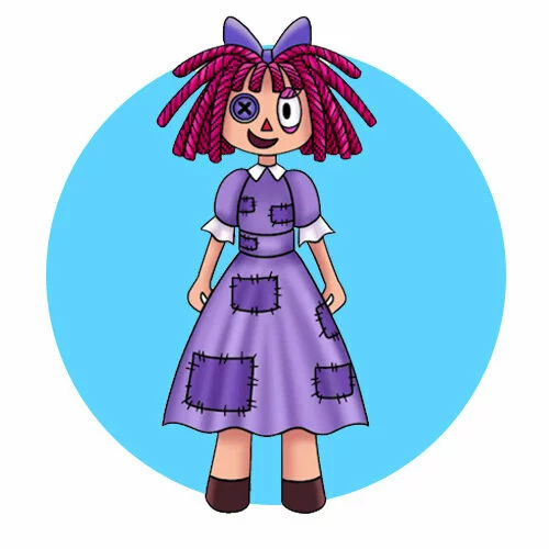 Цветной пример раскраски рагата удивительный цифровой цирк