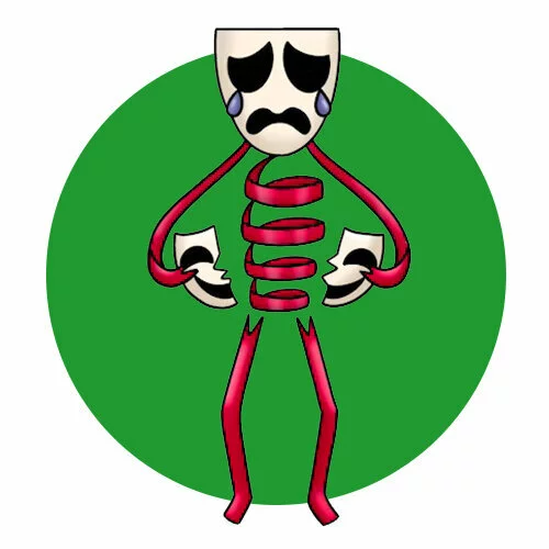 Цветной вариант раскраски грустный гэнгл удивительный цифровой цирк