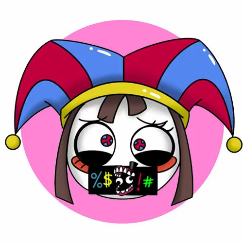 Цветной вариант раскраски помни голова удивительный цифровой цирк