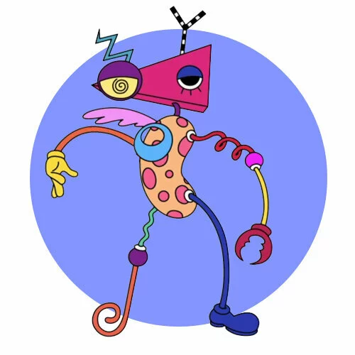 Цветной вариант раскраски удивительный цифровой цирк зубл