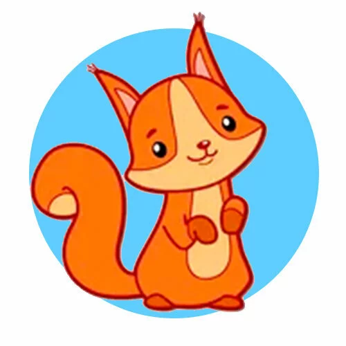 Цветной пример раскраски милашка белочка