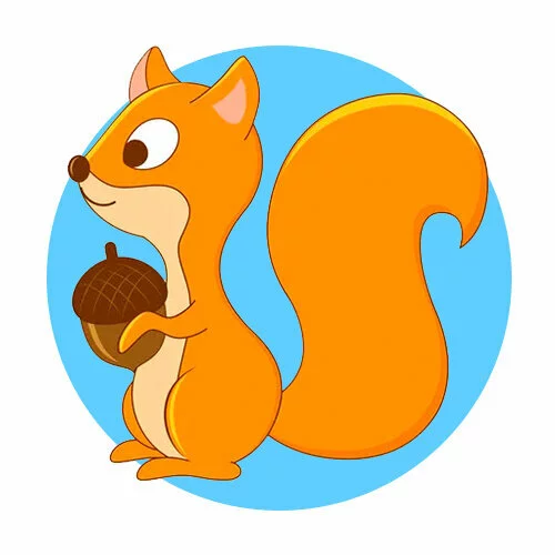 Цветной вариант раскраски удивленная белка