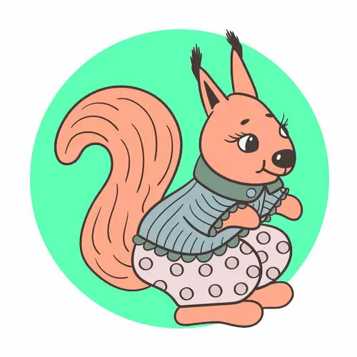 Цветной пример раскраски русская белочка