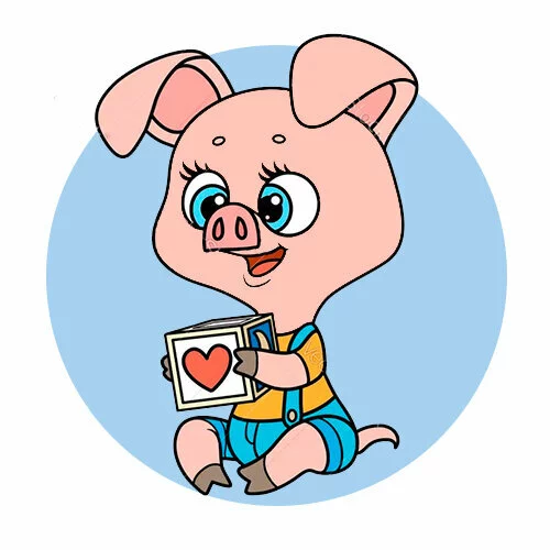 Цветной пример раскраски милаш поросенок