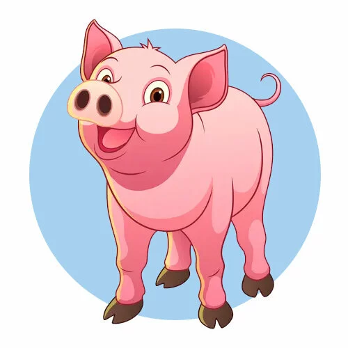 Цветной пример раскраски молодая свинка