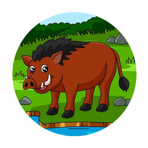 Цветной вариант раскраски кабан