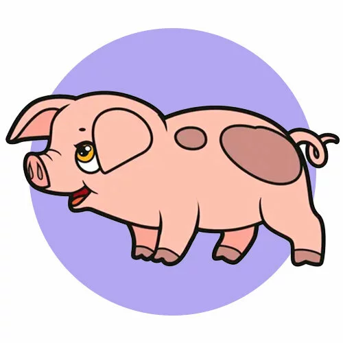 Цветной пример раскраски поросенок милаш