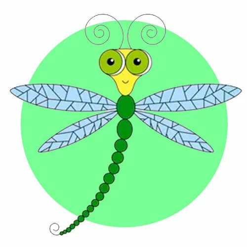 Цветной вариант раскраски испуганная стрекоза