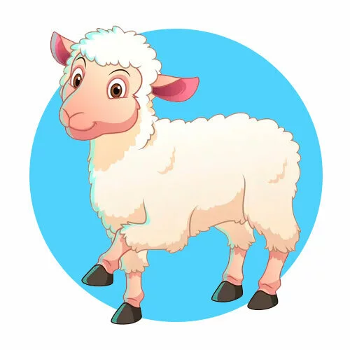 Цветной вариант раскраски молодая овца