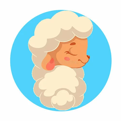 Цветной пример раскраски очень милая овечка