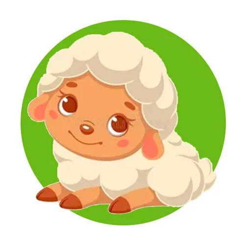 Цветной пример раскраски овечка с бантиком