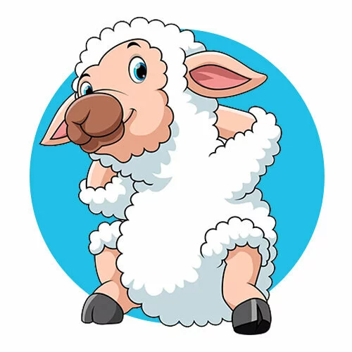 Цветной вариант раскраски овечка крутая