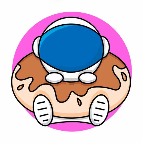 Цветной вариант раскраски космонавт в пончике