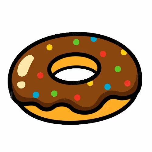 Цветной вариант раскраски пончик с посыпкой