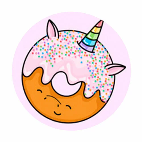 Цветной вариант раскраски пончик-единорожка