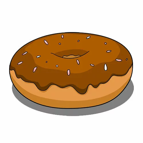 Цветной вариант раскраски пончик 3д