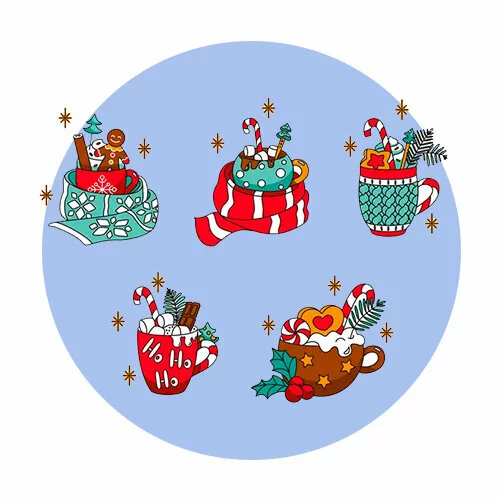 Цветной пример раскраски сладости новогодни