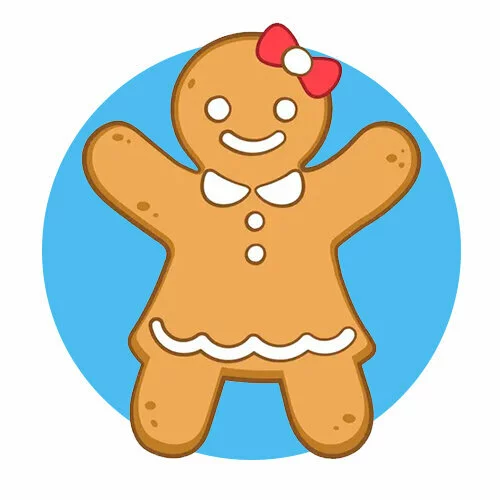 Цветной вариант раскраски девочка пряник