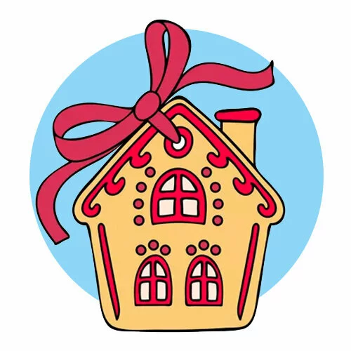 Цветной пример раскраски пряник домик