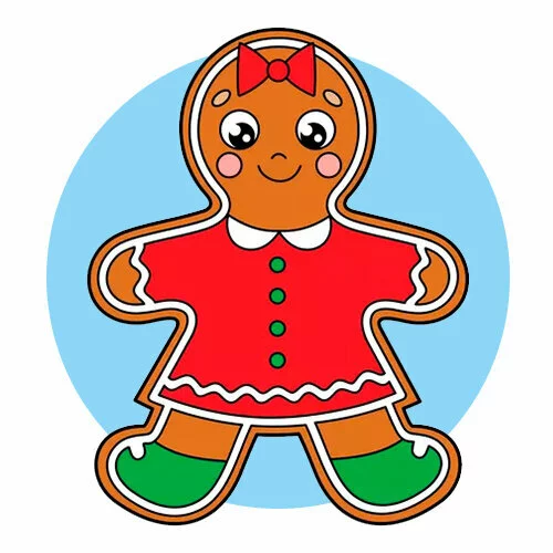 Цветной пример раскраски девочка новогодний пряник