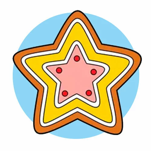 Цветной пример раскраски звездочка новогодний пряник