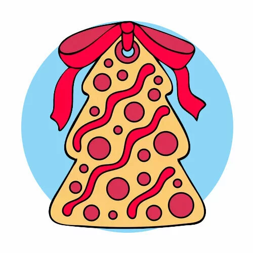 Цветной пример раскраски пряник новогодняя елка