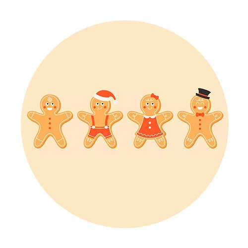 Цветной пример раскраски 4 новогодних пряника