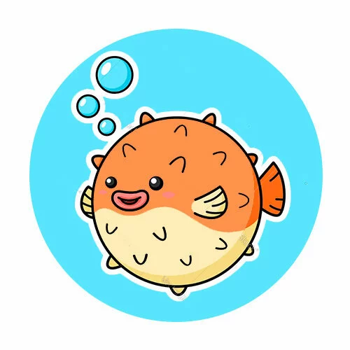 Цветной пример раскраски рыба фугу