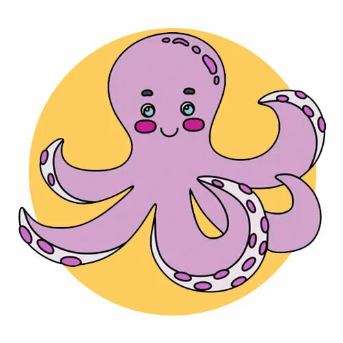 Цветной пример раскраски осьминог простой