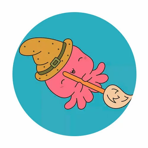 Цветной вариант раскраски осьминог хэллоуин