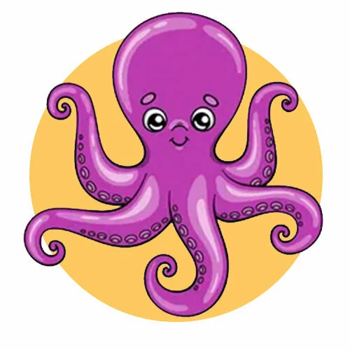 Цветной вариант раскраски морской осьминог