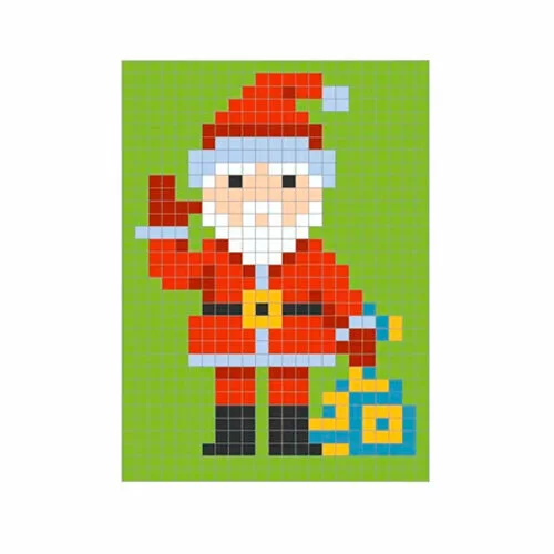 Цветной вариант раскраски по номерам по клеточкам: дед мороз