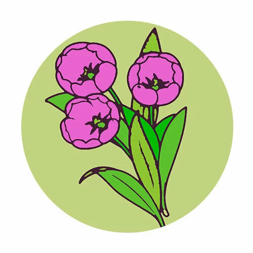 Цветной пример раскраски картина по номерам: цветок