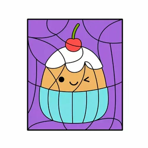 Цветной вариант раскраски по номерам: пироженка